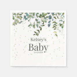 Servilleta De Papel Fácil Eucalyptus Greenery Baby Shower Napkins