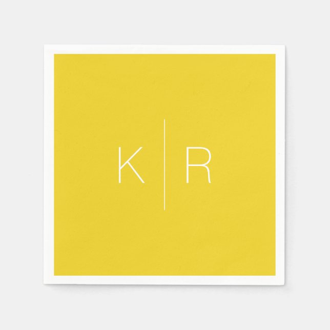 Servilleta De Papel Fácil mostaza Boda Monograma Amarillo (Anverso)