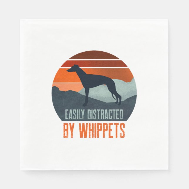 Servilleta De Papel Fácilmente Distraído Por Caminar Perros Whippets (Anverso)