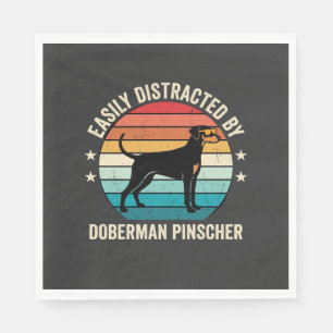 Servilleta De Papel Fácilmente Distraído por Doberman Pinscher Retro A