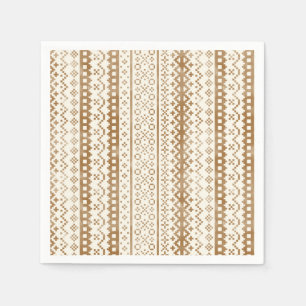 Servilleta De Papel Faded Fair Isle Knit Watercolor Cabincore marrón