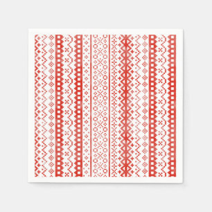 Servilleta De Papel Faded Fair Isle Knit Watercolor Cabincore rojo