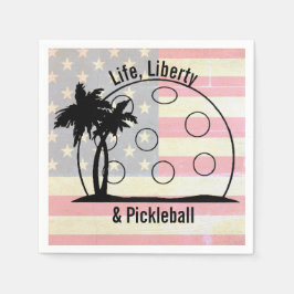 Servilleta De Papel FADED FLAG Life Liberty & Pickleball EEUU
