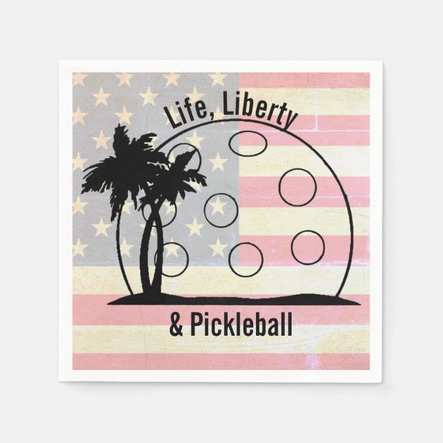 Servilleta De Papel FADED FLAG Life Liberty & Pickleball EEUU (Anverso)