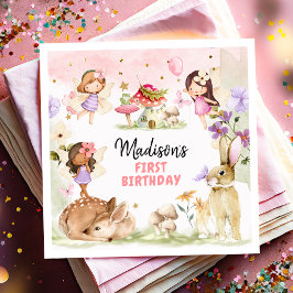 Servilleta De Papel Fairy Birthday 1er Chica Bosque Encantado Floral