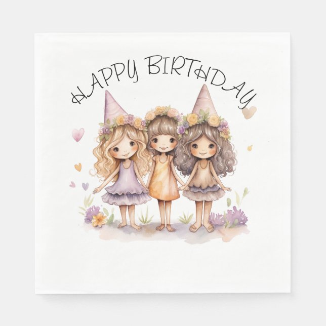 Servilleta De Papel Fairy Birthday Party Napkins (Anverso)