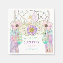 Servilleta De Papel Fairy Dream Catcher Feather Lavender Pink Mint