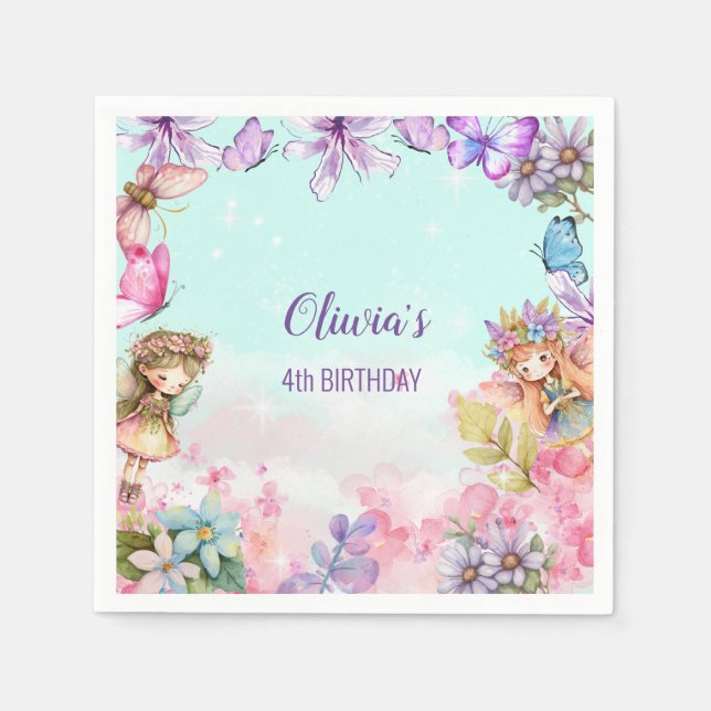 Servilleta De Papel Fairy Fiesta Garden Fairy Birday (Anverso)