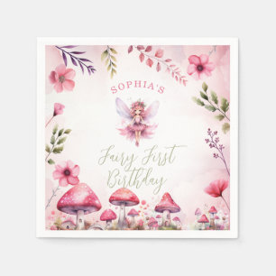 Servilleta De Papel Fairy First Birday Enchanted Forest Mushroom