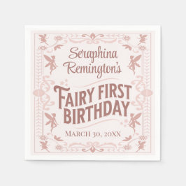 Servilleta De Papel Fairy First Birday Pink Sweet Chicas Bday Fiesta