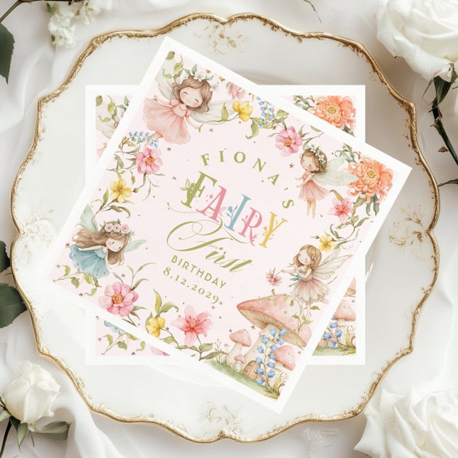 Servilleta De Papel Fairy First Birthday Enchanted Garden Bright (Subido por el creador)