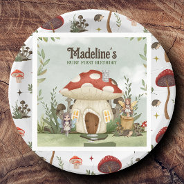 Servilleta De Papel Fairy First Birthday Mushroom Woodland Animales