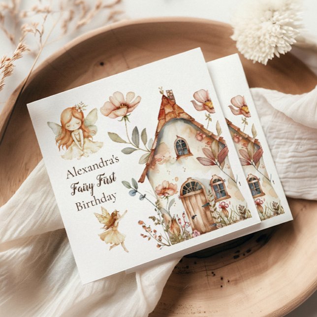 Servilleta De Papel Fairy First Birthday Woodland Floral (Subido por el creador)