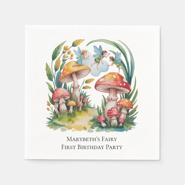 Servilleta De Papel Fairy First Chica Birthday Party (Anverso)