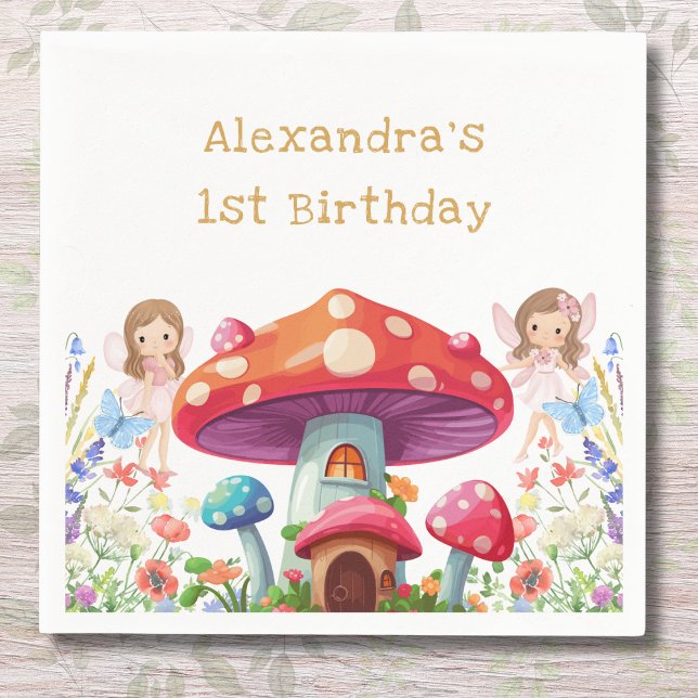 Servilleta De Papel Fairy First Floral Chica primer Fiesta de cumpleañ (Subido por el creador)