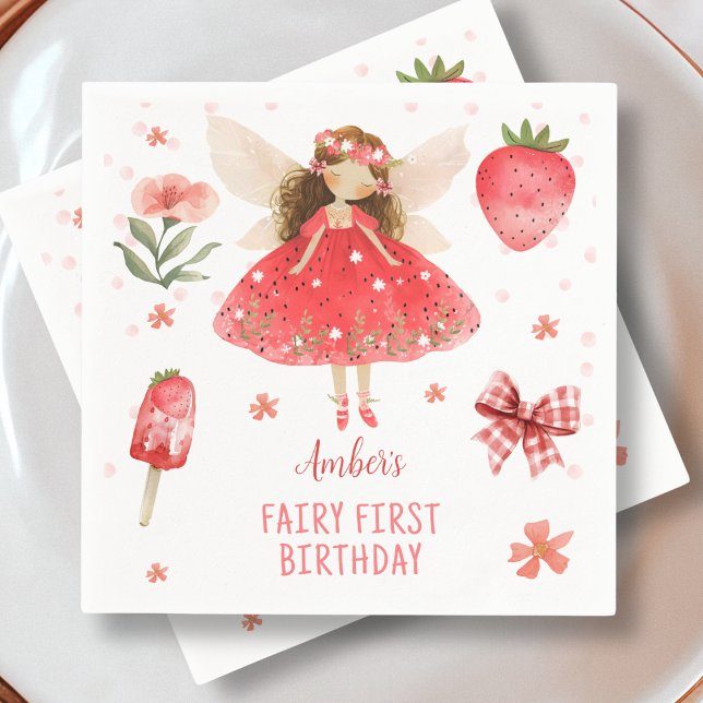 Servilleta De Papel Fairy First Strawberry Fairy Birday (Subido por el creador)