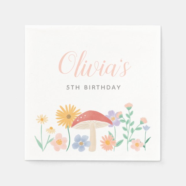 Servilleta De Papel Fairy Floral Chica Birday Party (Anverso)