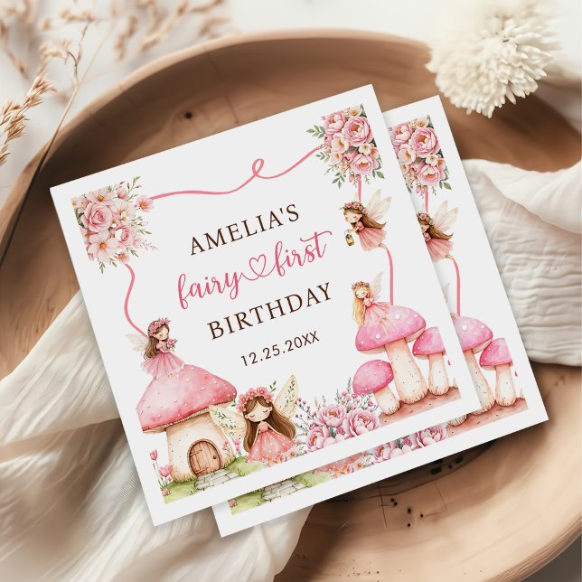 Servilleta De Papel Fairy Floral Girls 1st Birthday Party (Subido por el creador)