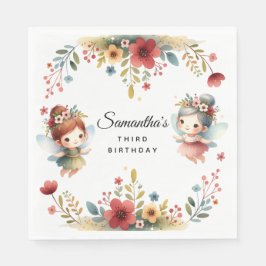 Servilleta De Papel Fairy Garden Encantado Chica Fiesta de Cumpleaños