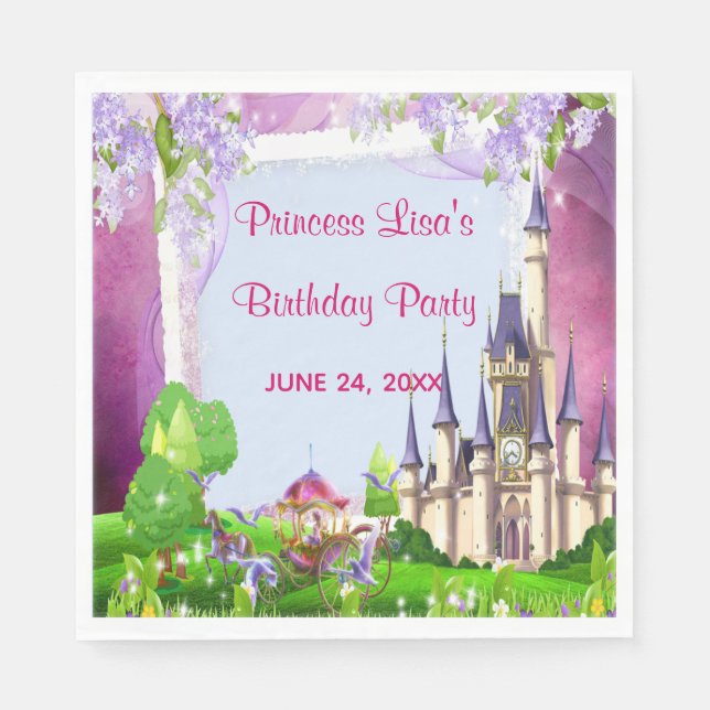 Servilleta De Papel Fairy Tale Castle Princess Birday Party (Anverso)