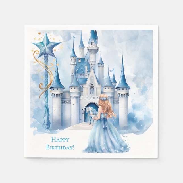 Servilleta De Papel Fairy Tale Princess Castle Chica Birday Party (Anverso)