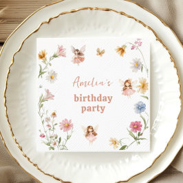 Servilleta De Papel Fairy Watercolor Colorful Widflower Girls Birthday