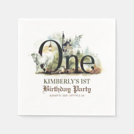 Servilleta De Papel Fairytale Dragón Unicornio y el Castillo Primer Cu