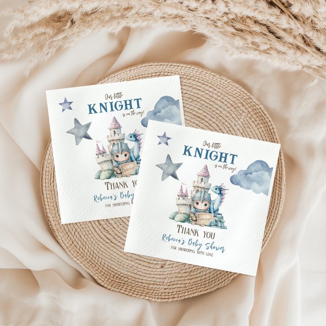 Servilleta De Papel Fairytale Dreamy Dragon Blue Knight Baby Shower (Subido por el creador)