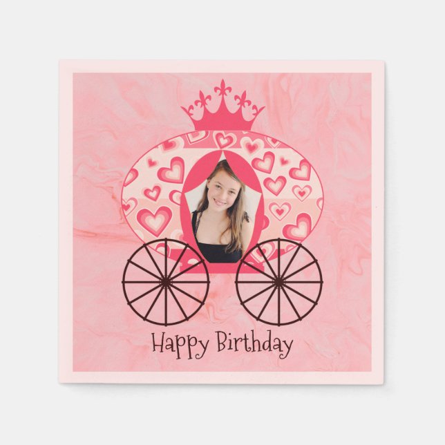Servilleta De Papel Fairytale Royal Princess Carriage Chica Cumpleaños (Anverso)