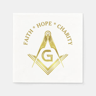 Servilleta De Papel Faith Hope Charity Masonic Napkins Gold Freemason