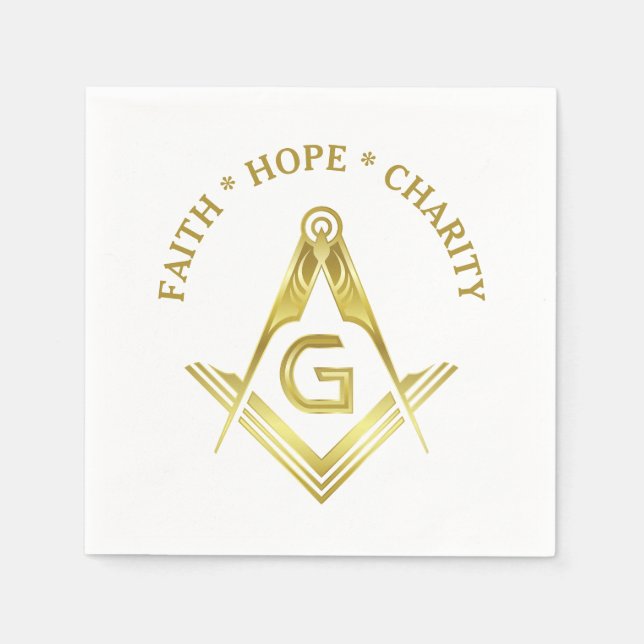 Servilleta De Papel Faith Hope Charity Masonic Napkins Gold Freemason (Anverso)