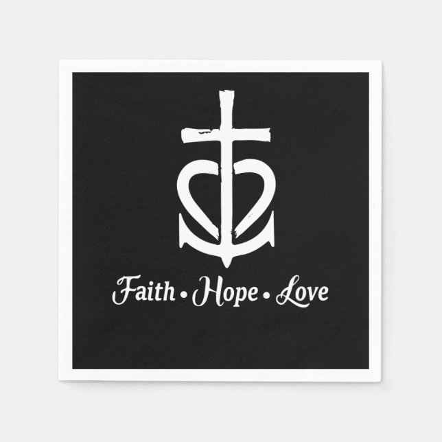 Servilleta De Papel Faith Hope Love Cross Anchor Heart Jesus (Anverso)