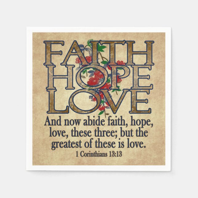 Servilleta De Papel Faith Hope Love Elegent Bible Scripting Christian (Anverso)