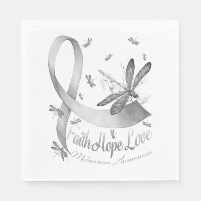 Servilleta De Papel Faith Hope Love Melanoma Awareness Dragonfly (Anverso)