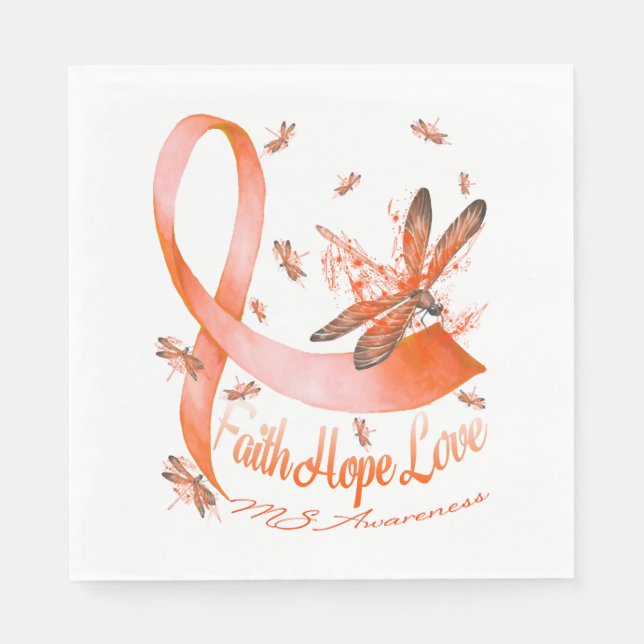 Servilleta De Papel Faith Hope Love MS Awareness Dragonfly (Anverso)