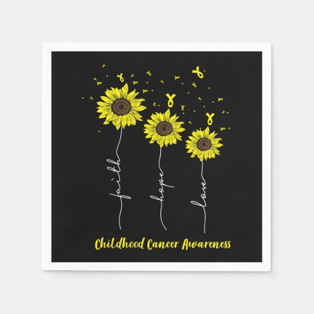 Servilleta De Papel Faith Hope Love Sunflower Children Cancer Awarene (Anverso)