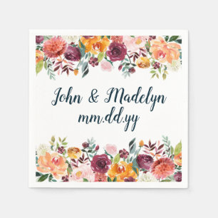 Servilleta De Papel Fall Boho Boda Serviette Floral personalizada