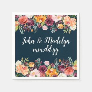 Servilleta De Papel Fall Boho Boda Serviette Floral personalizada