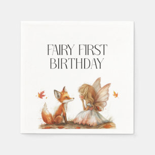 Servilleta De Papel Fall Fairy First Birday Gracias con un Fox