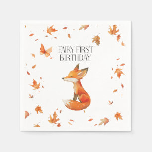 Servilleta De Papel Fall Fairy First Birday Gracias con un Fox