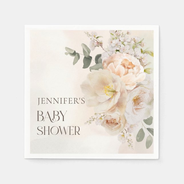 Servilleta De Papel Fall Floral Eucalyptus Baby Shower (Anverso)