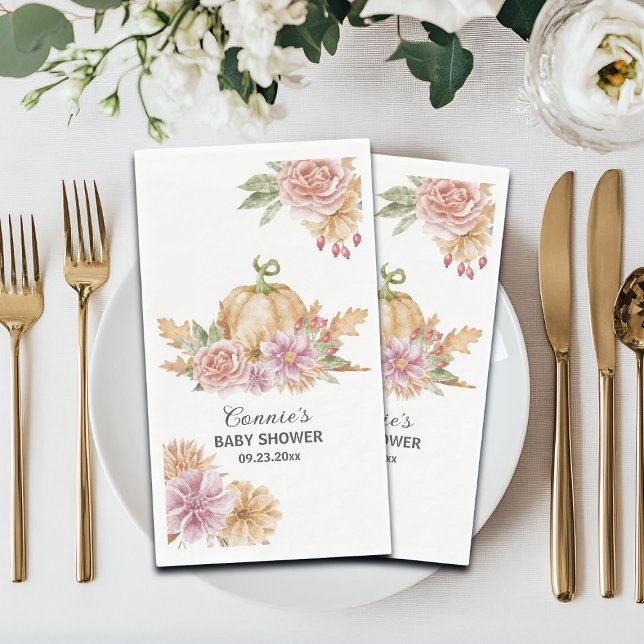 Servilleta De Papel Fall Floral Little Pumpkin Baby Shower (Subido por el creador)