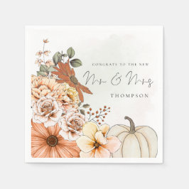 Servilleta De Papel Fall Florals Watercolor Congrats Sr. Sra. Boda