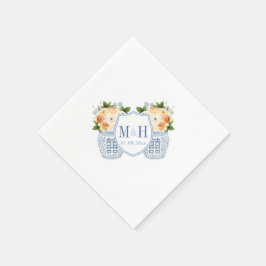 Servilleta De Papel Fall Flowers Monogram Chinoiserie Wedding Party