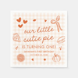 Servilleta De Papel Fall Hand Drawn A Little Cutie Pie 1st Birthday