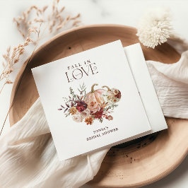 Servilleta De Papel 'Fall In Love' Autumn Blooms Pumpkin Bridal Shower