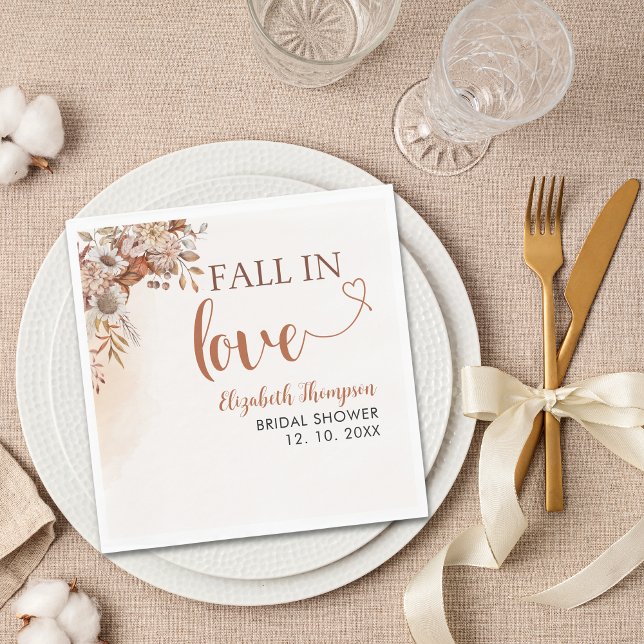Servilleta De Papel Fall in Love Cute Fall Bridal Shower  (Subido por el creador)