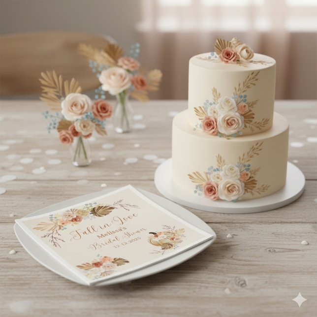 Servilleta De Papel Fall In Love Rustic Terracotta Bridal Shower  (Subido por el creador)