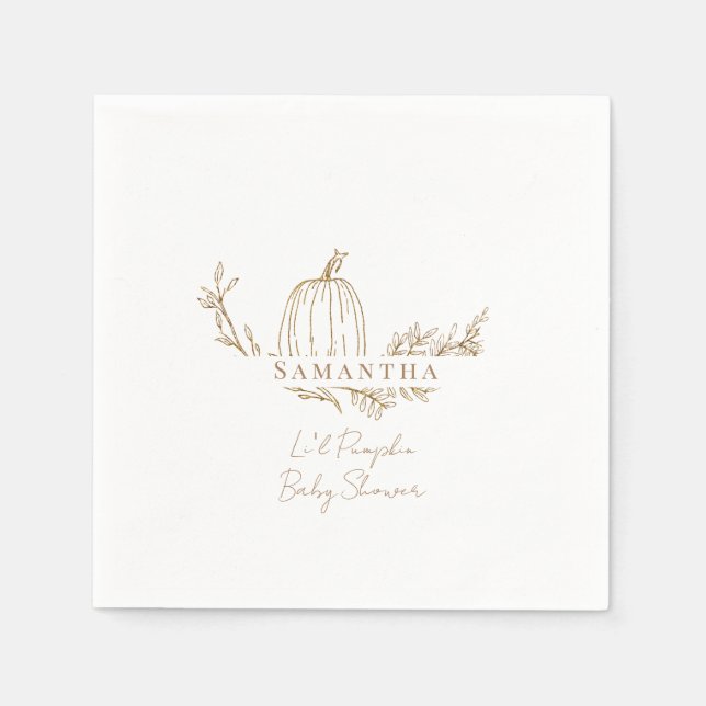 Servilleta De Papel Fall Li Pumpkin Baby Shower (Anverso)