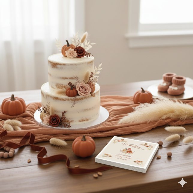 Servilleta De Papel Fall Little Pumpkin Rustic Terracotta Baby Shower (Subido por el creador)
